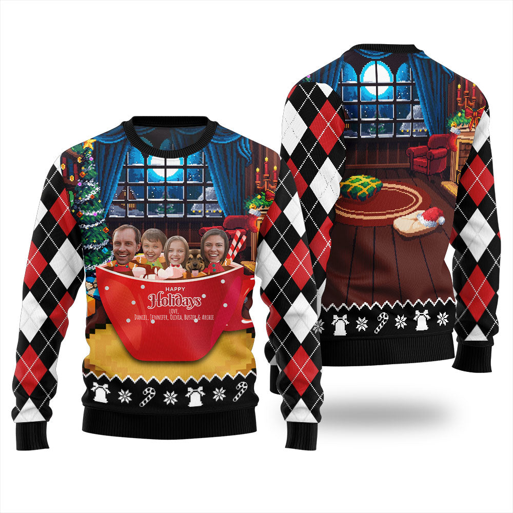 Funny Personalized Family And Pet Face Ugly Christmas Sweater
