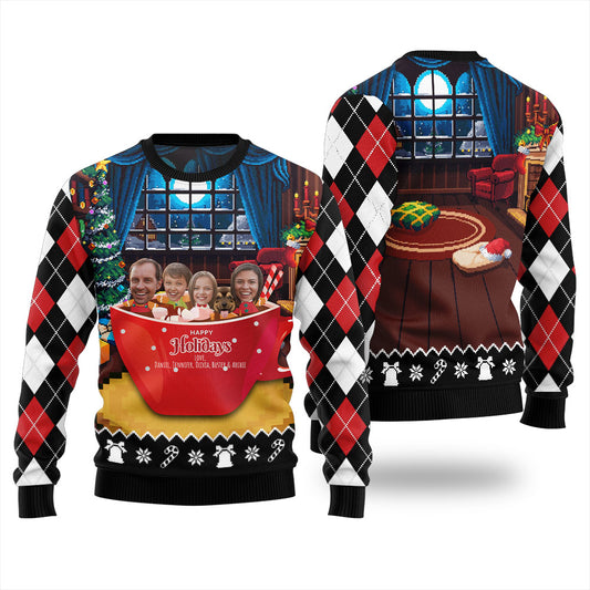 Funny Personalized Family And Pet Face Ugly Christmas Sweater