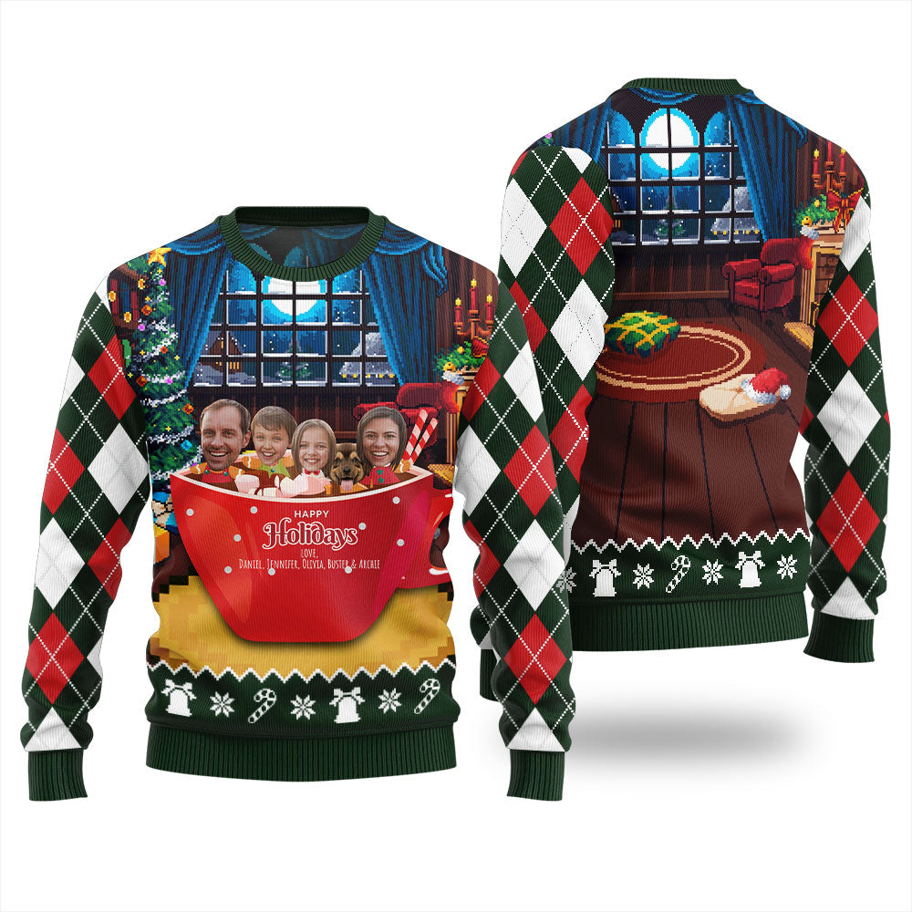 Funny Personalized Family And Pet Face Ugly Christmas Sweater