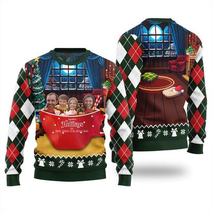 Funny Personalized Family And Pet Face Ugly Christmas Sweater