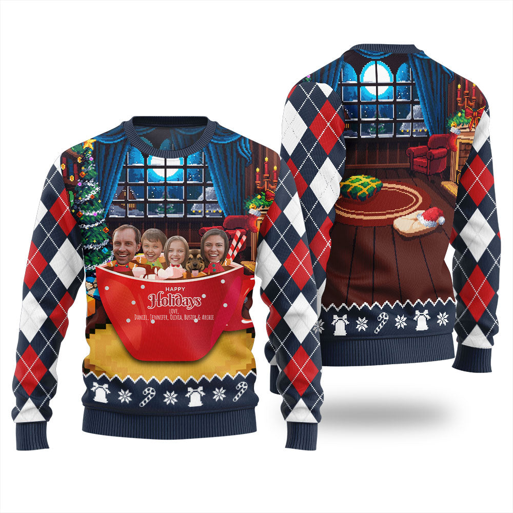 Funny Personalized Family And Pet Face Ugly Christmas Sweater