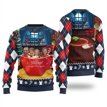 Funny Personalized Family And Pet Face Ugly Christmas Sweater