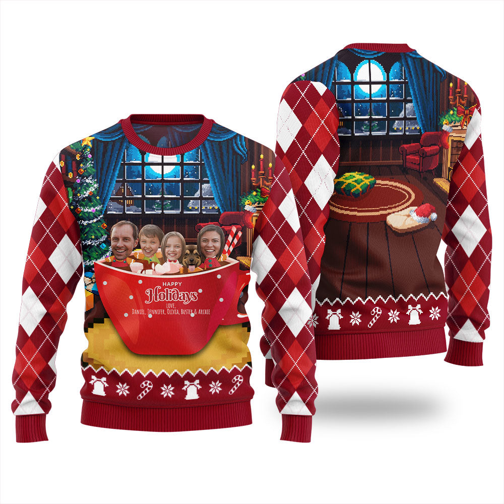 Funny Personalized Family And Pet Face Ugly Christmas Sweater