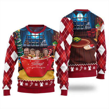 Funny Personalized Family And Pet Face Ugly Christmas Sweater