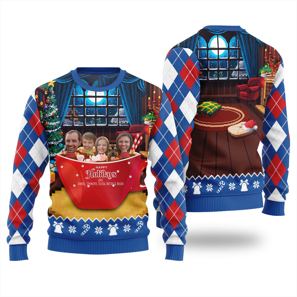 Funny Personalized Family And Pet Face Ugly Christmas Sweater