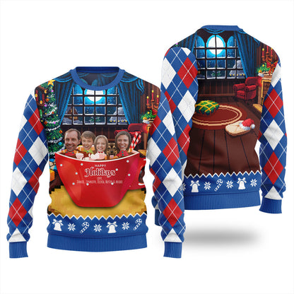 Funny Personalized Family And Pet Face Ugly Christmas Sweater