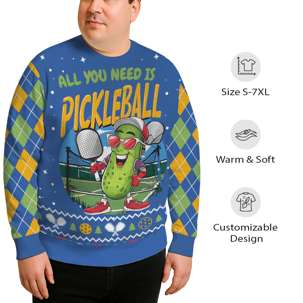 Funny Pickleball Plus Size Ugly Christmas Sweater