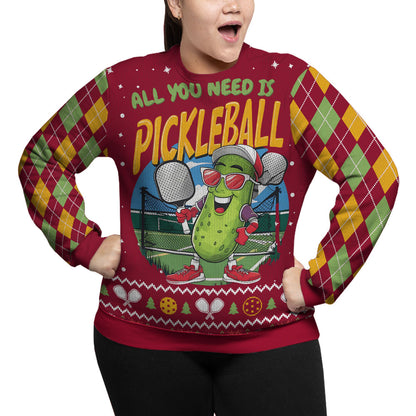 Funny Pickleball Plus Size Ugly Christmas Sweater