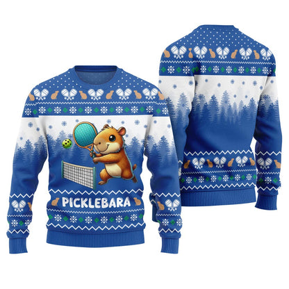 Funny Picklebara Capybara Ugly Christmas Sweater