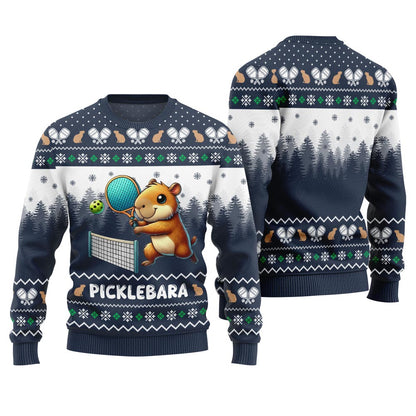 Funny Picklebara Capybara Ugly Christmas Sweater
