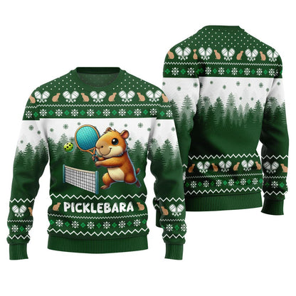Funny Picklebara Capybara Ugly Christmas Sweater