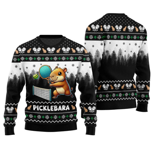 Funny Picklebara Capybara Ugly Christmas Sweater