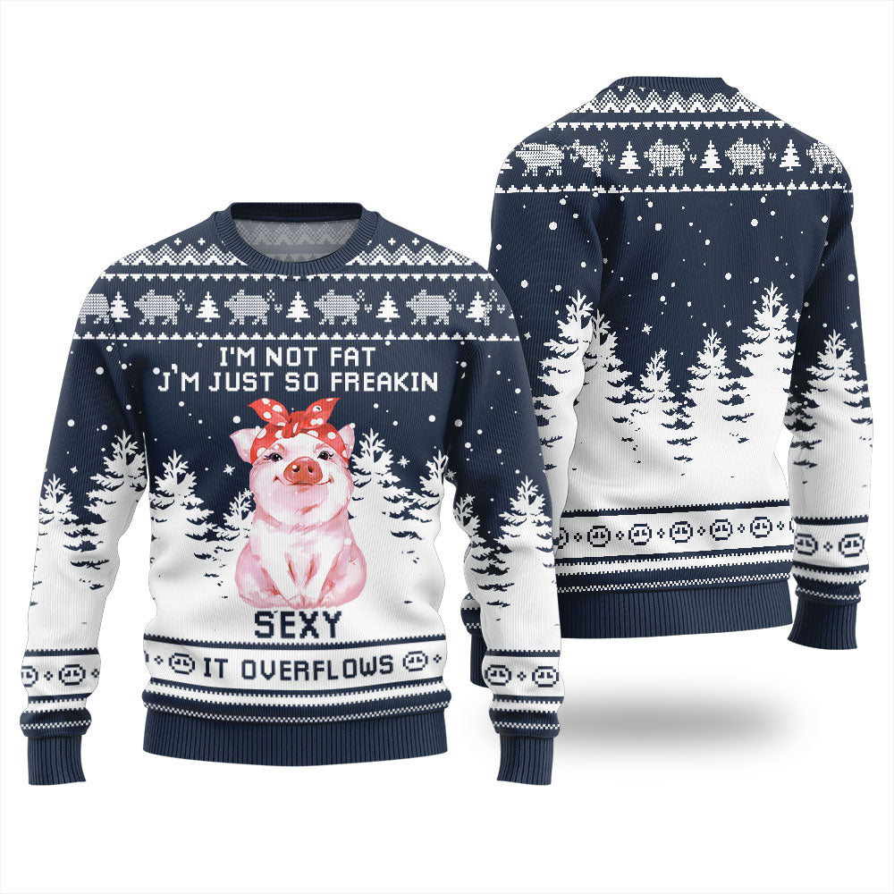 Funny Pig I Am Not Fat Ugly Christmas Sweater