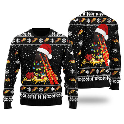 Pizza Cat With Laser Eyes Men's Ugly Christmas Sweater
