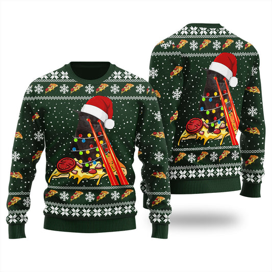 Funny Pizza Cat Ugly Christmas Sweater For Unisex