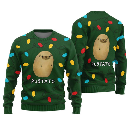 Funny Pugtato Pug Ugly Christmas Sweater