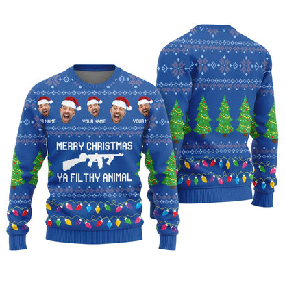 Funny Quotes Ya Filthy Animal Custom Christmas Sweater Men's
