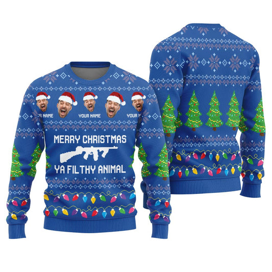 Funny Quotes Ya Filthy Animal Custom Christmas Sweater Men's