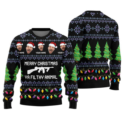 Funny Quotes Ya Filthy Animal Custom Christmas Sweater Men's
