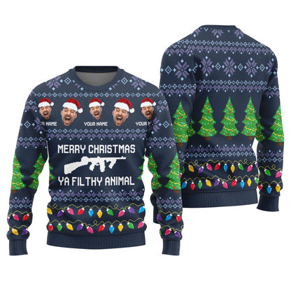 Funny Quotes Ya Filthy Animal Custom Christmas Sweater Men's
