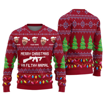 Funny Quotes Ya Filthy Animal Custom Christmas Sweater Men's