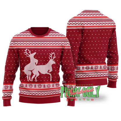 Funny Rude Reindeer Christmas Sweater Cardinal Red