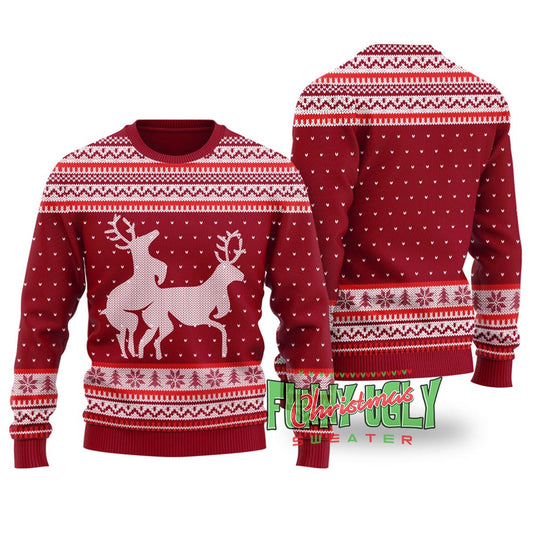 Funny Rude Reindeer Christmas Sweater Cardinal Red
