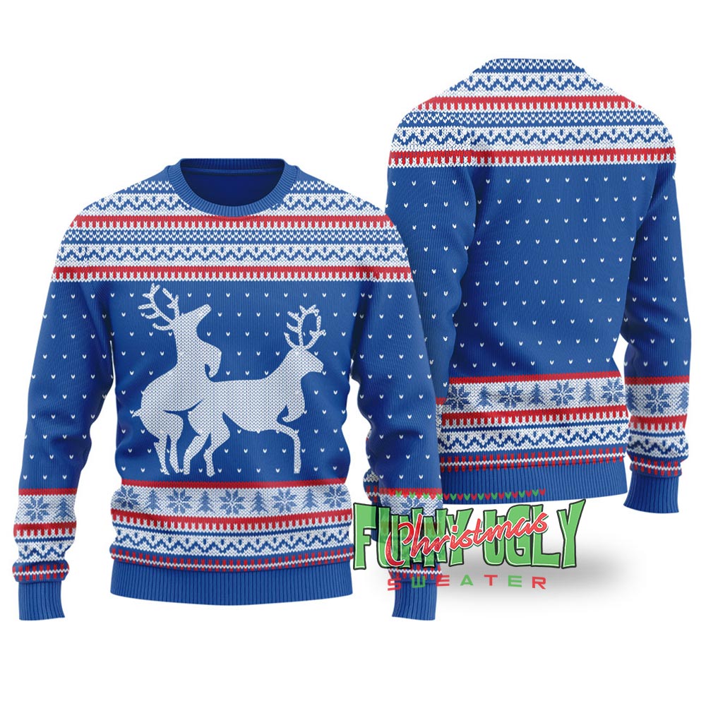 Funny Rude Reindeer Christmas Sweater Royal