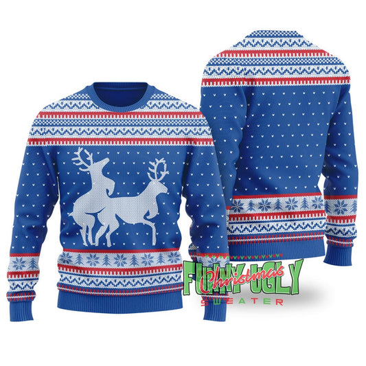 Funny Rude Reindeer Christmas Sweater Royal