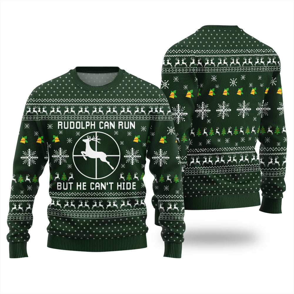 Rudolph Reindeer Can Run But Can't Hide Ugly Sweater For Men