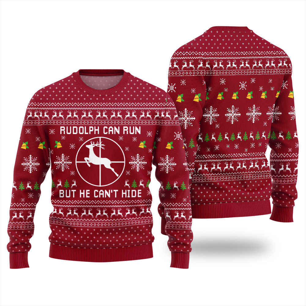 Rudolph Reindeer Can Run But Can't Hide Ugly Sweater For Men