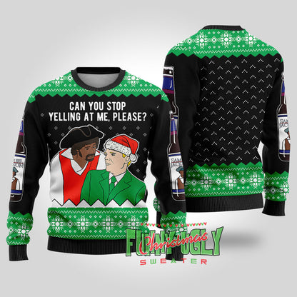 Funny Samuel Jackson Beer Christmas Sweater Black