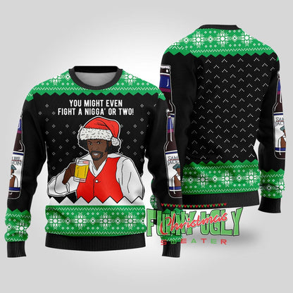 Funny Samuel Jackson Beer Drink Christmas Sweater Black
