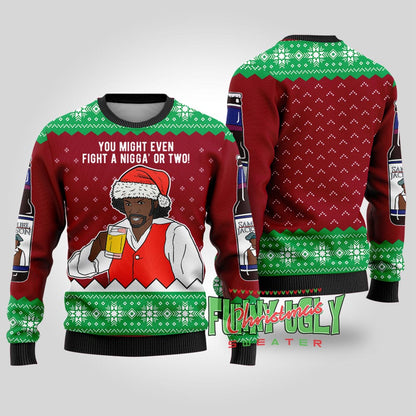 Funny Samuel Jackson Beer Drink Christmas Sweater Cardinal Red