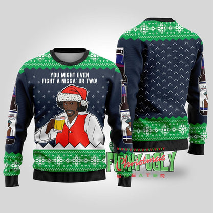 Funny Samuel Jackson Beer Drink Christmas Sweater Navy