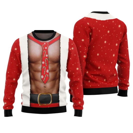 Funny Santa Abs Ugly Christmas Sweater