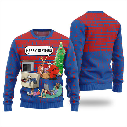 Funny Santa And Reindeer Mens Christmas Sweater