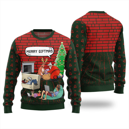 Funny Santa And Reindeer Mens Christmas Sweater