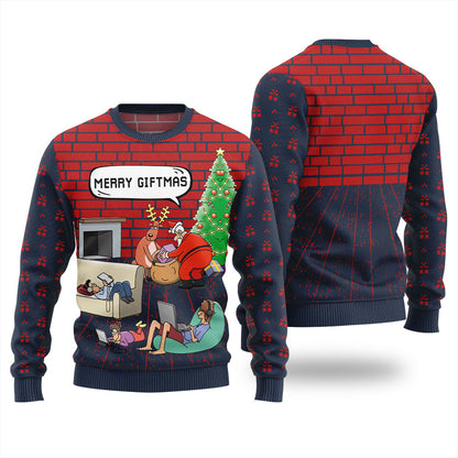 Funny Santa And Reindeer Mens Christmas Sweater