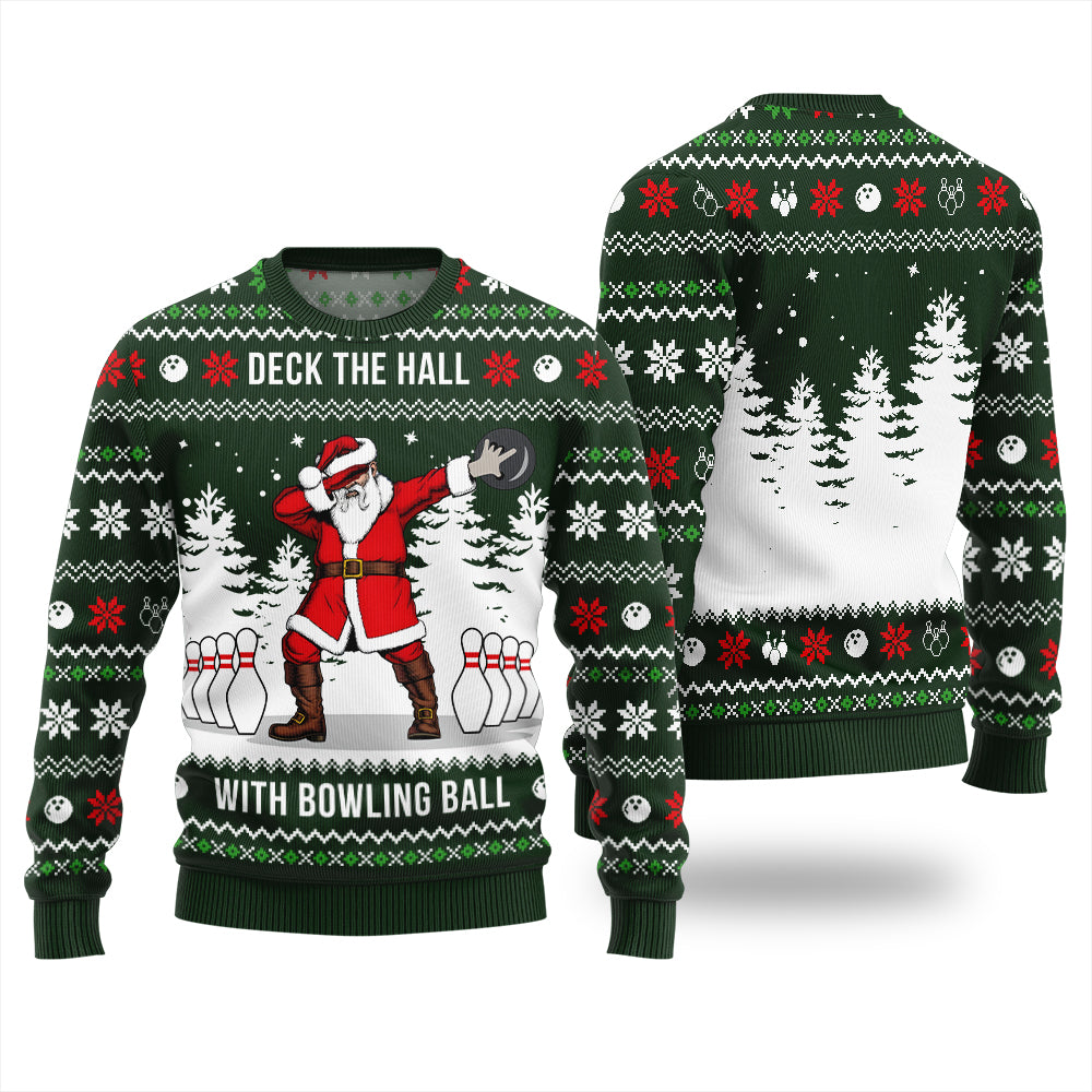 Funny Santa Bowling Ball Ugly Xmas Sweater