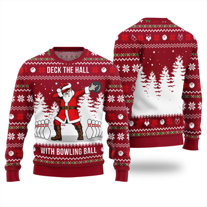 Funny Santa Bowling Ball Ugly Xmas Sweater