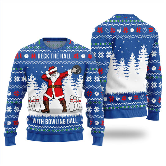 Funny Santa Bowling Ball Ugly Xmas Sweater