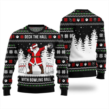 Funny Santa Bowling Ball Ugly Xmas Sweater