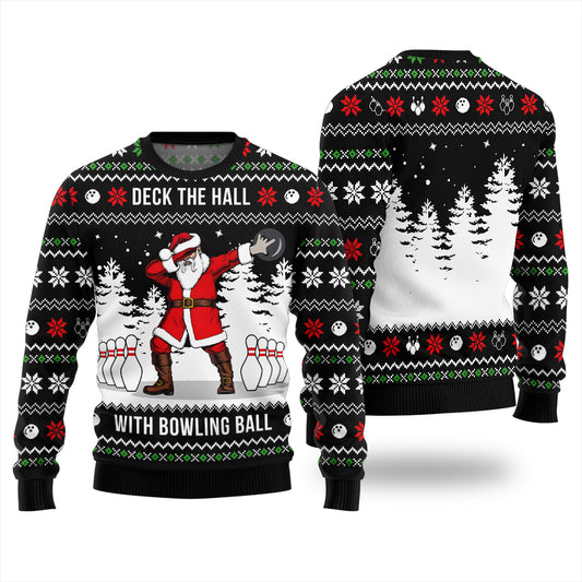Funny Santa Bowling Ball Ugly Xmas Sweater