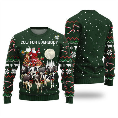 Funny Santa Cow Christmas Sweater Green