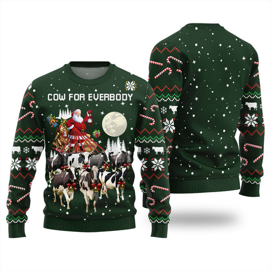 Funny Santa Cow Christmas Sweater Green