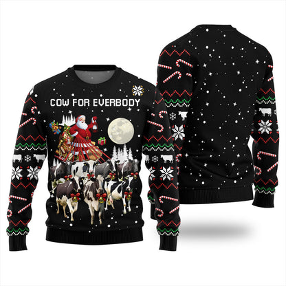 Funny Santa Cow Ugly Christmas Sweater Black