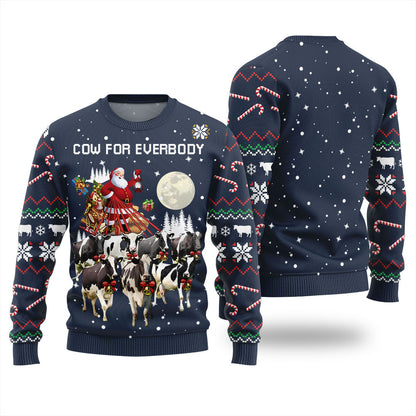 Funny Santa Cow Ugly Sweater Navy