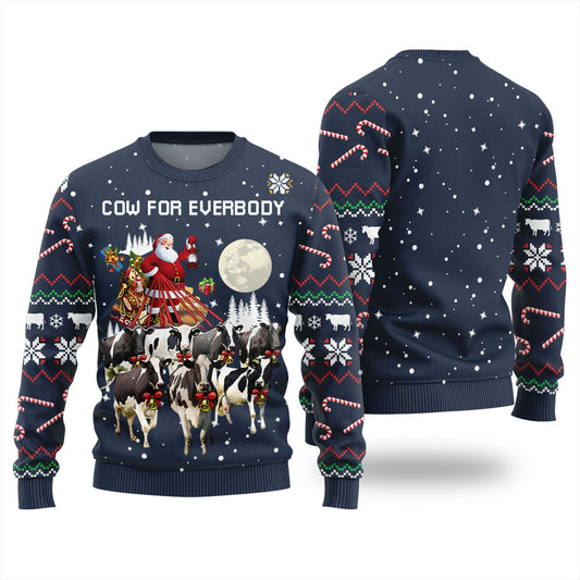 Funny Santa Cow Ugly Sweater Navy