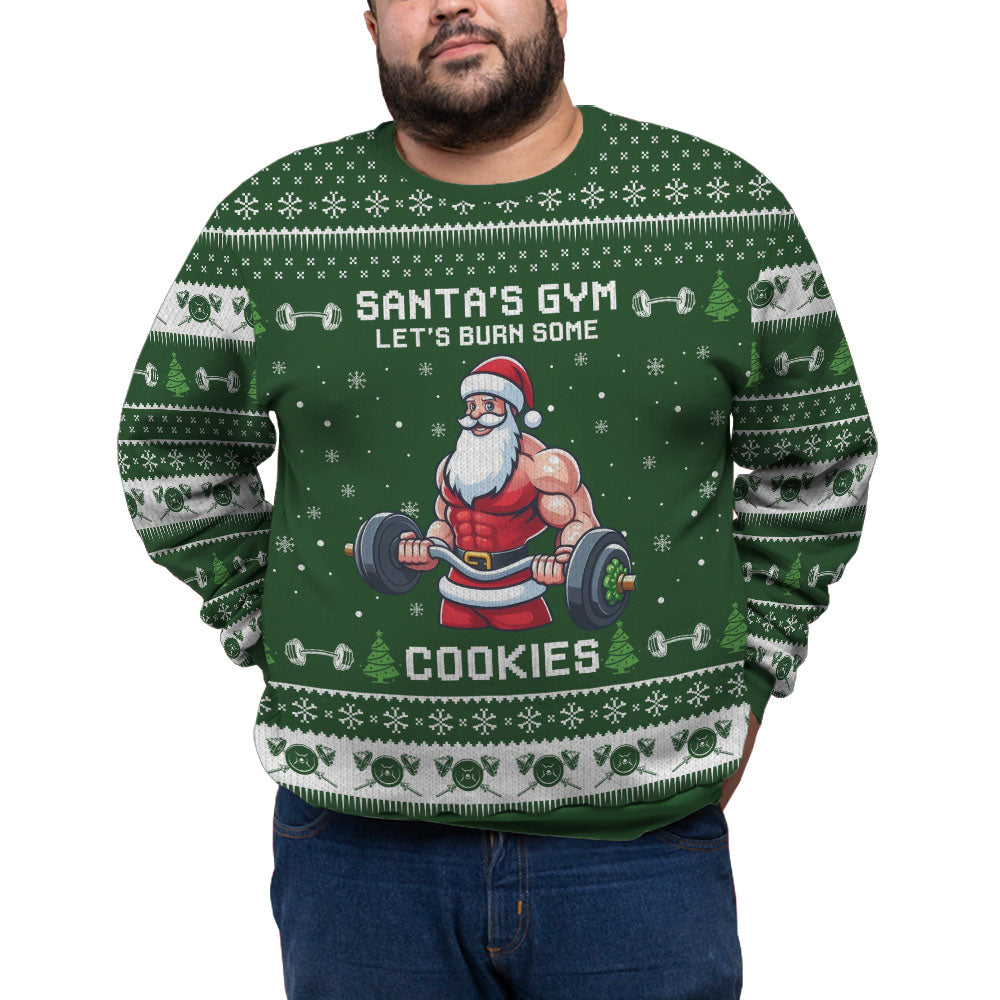 Funny Santa Gym Plus Size Ugly Christmas Sweater